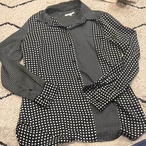 Equipment Black and White Patterned Blouse gingham s